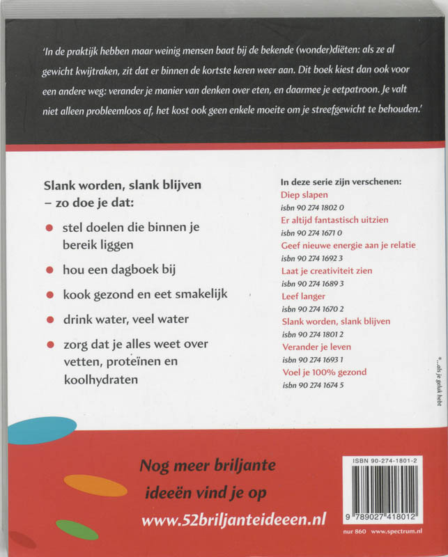 Slank worden, slank blijven / 52 Briljante ideeen achterkant
