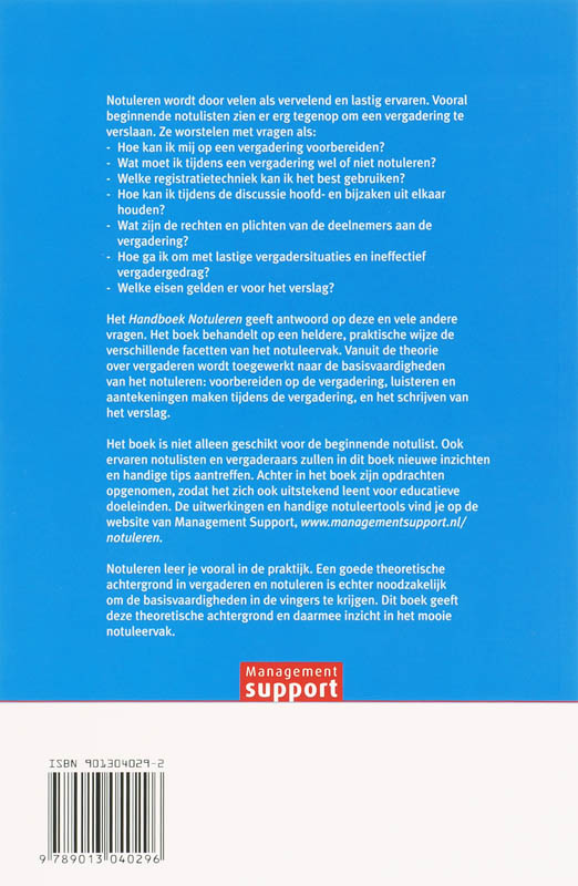 Handboek Notuleren achterkant