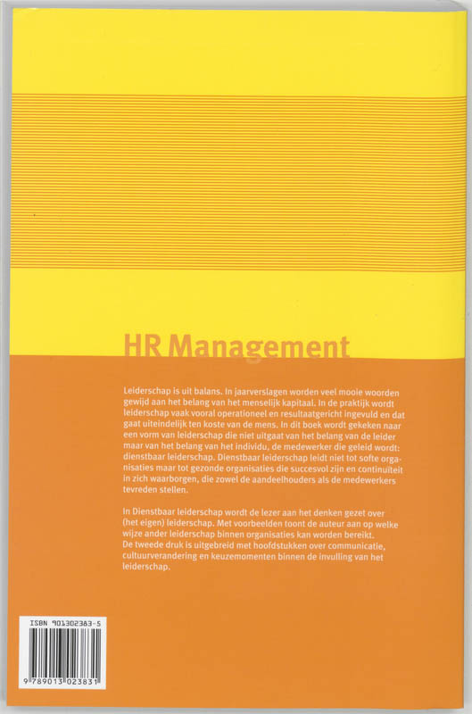 HR Management - Dienstbaar leiderschap achterkant