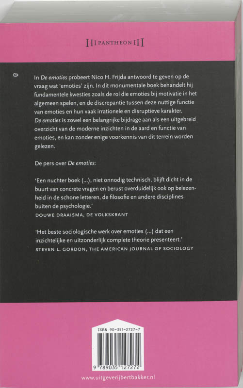 De emoties / Pantheon - Meesterwerken uit kunst, cultuur en wetenschap achterkant