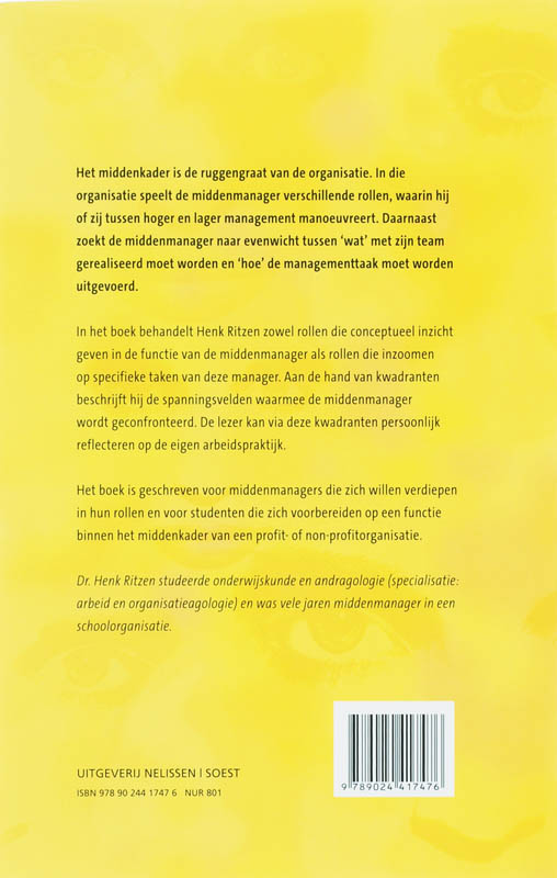 Rollen en taakgebieden van de eigentijdse middenmanager / PM-reeks achterkant