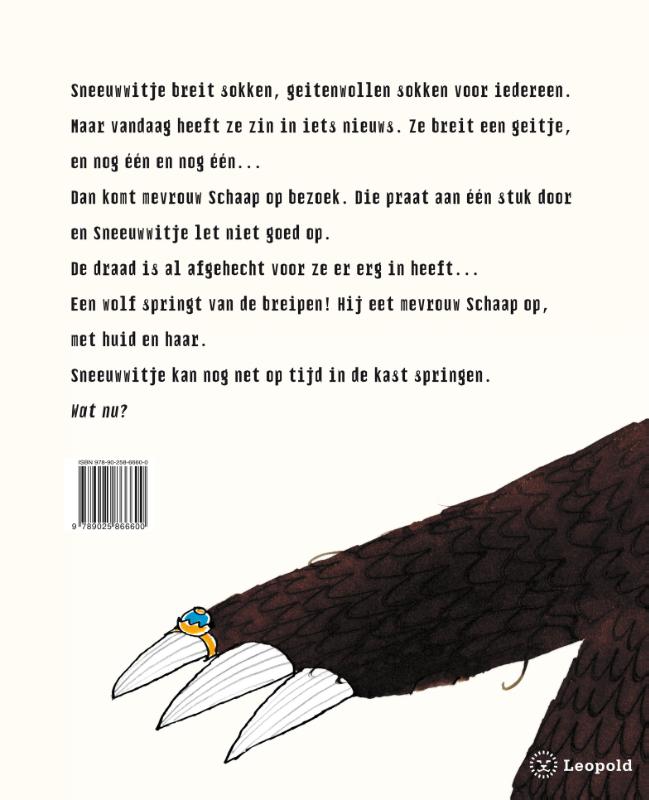 Sneeuwwitje breit een monster achterkant