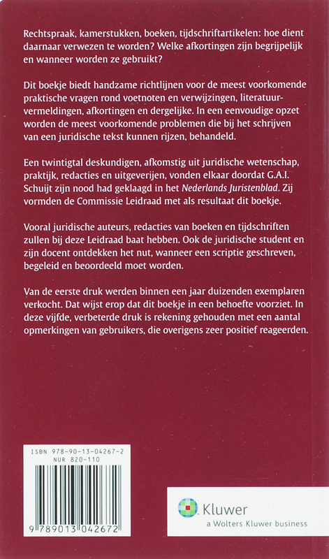 Leidraad Voor Juridische Auteurs achterkant