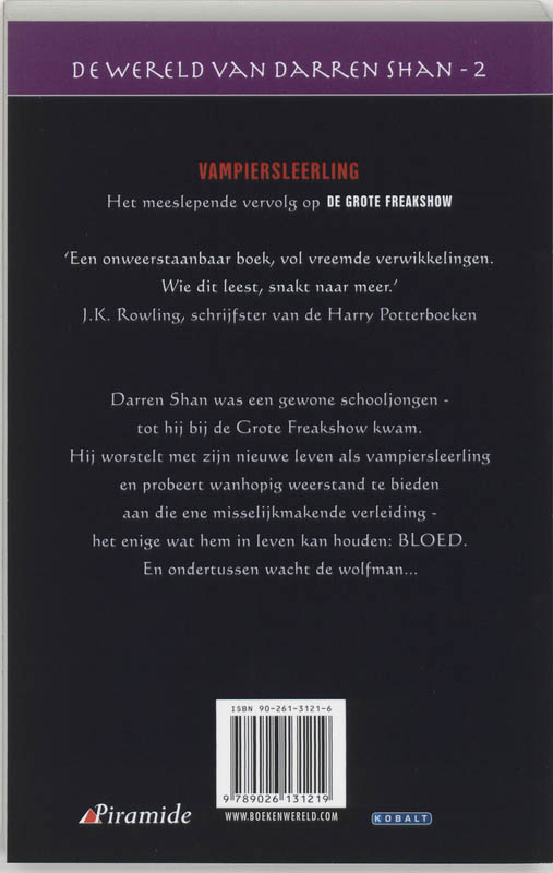 De Vampiersleerling / De wereld van Darren Shan / 2 achterkant