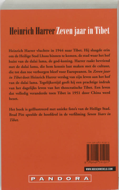 Zeven jaar in Tibet / Pandora pockets achterkant