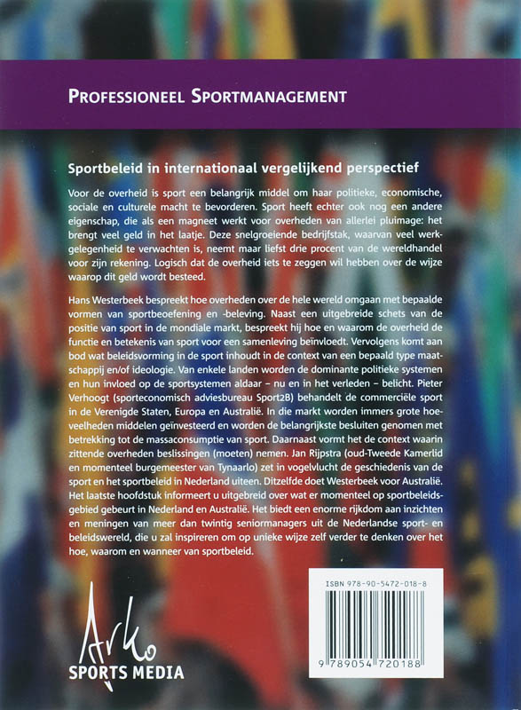 Sportbeleid in internationaal vergelijkend perspectief achterkant