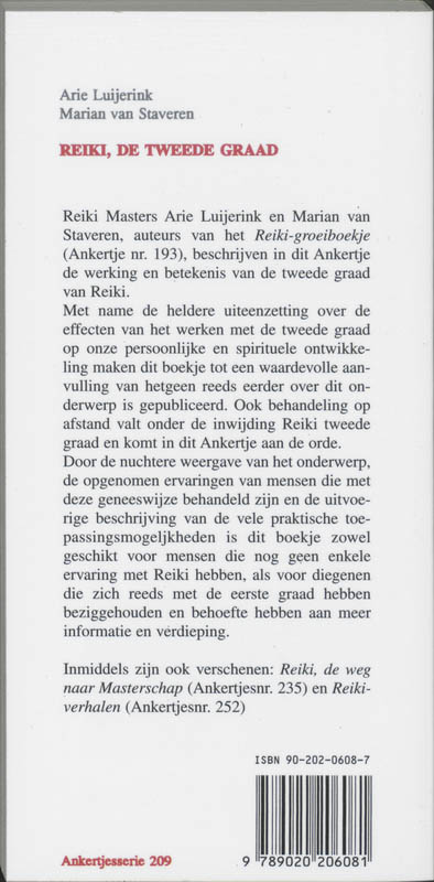 Reiki, de tweede graad / Ankertjes / 209 achterkant