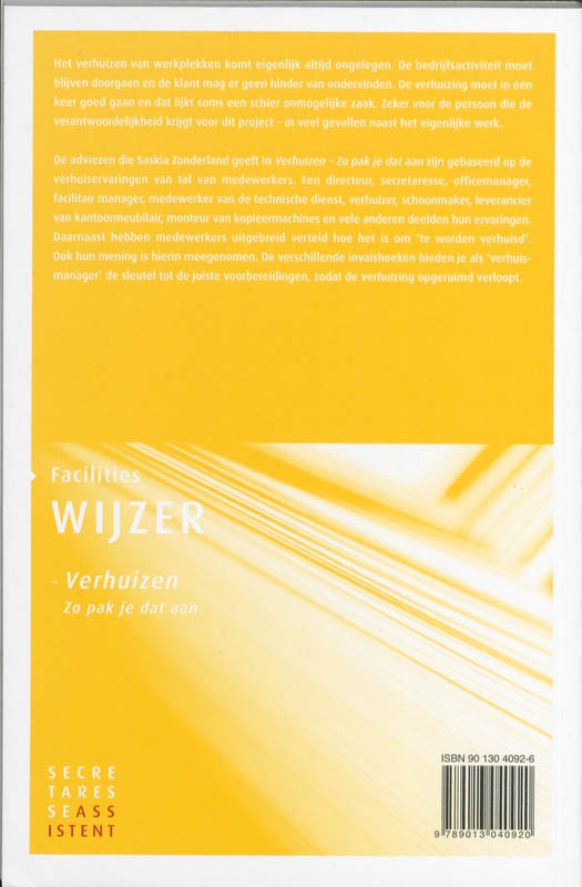 Verhuizen- zo pak je dat aan / Secretaresse Assistant Wijzer achterkant