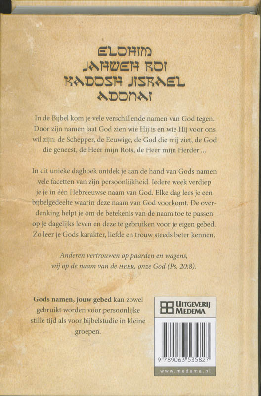 Gods namen jouw gebed achterkant