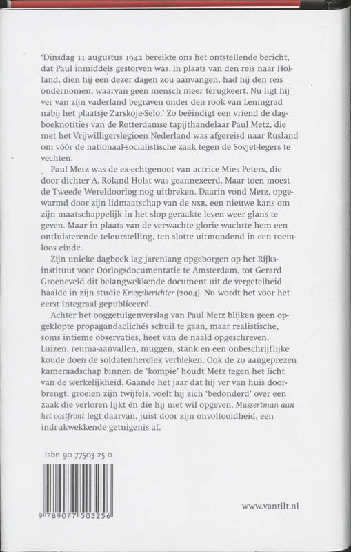 Mussertman Aan Het Oostfront achterkant