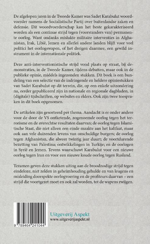 Een pen tegen permanente oorlog achterkant