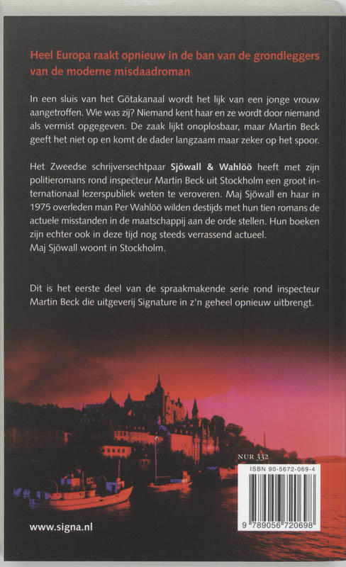 De vrouw in het Götakanaal / Sjöwall & Wahlöö achterkant