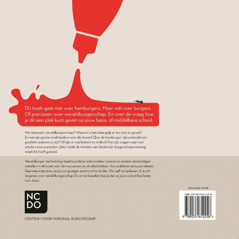 Wereldburger met ketchup achterkant