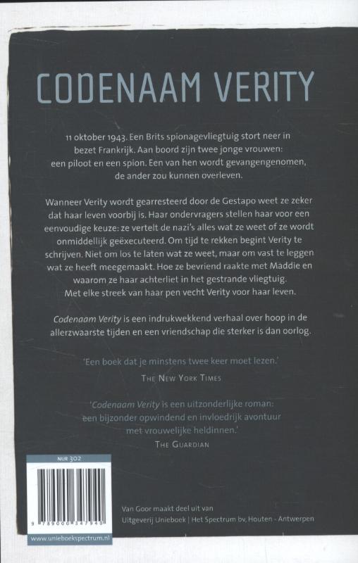 Codenaam Verity achterkant