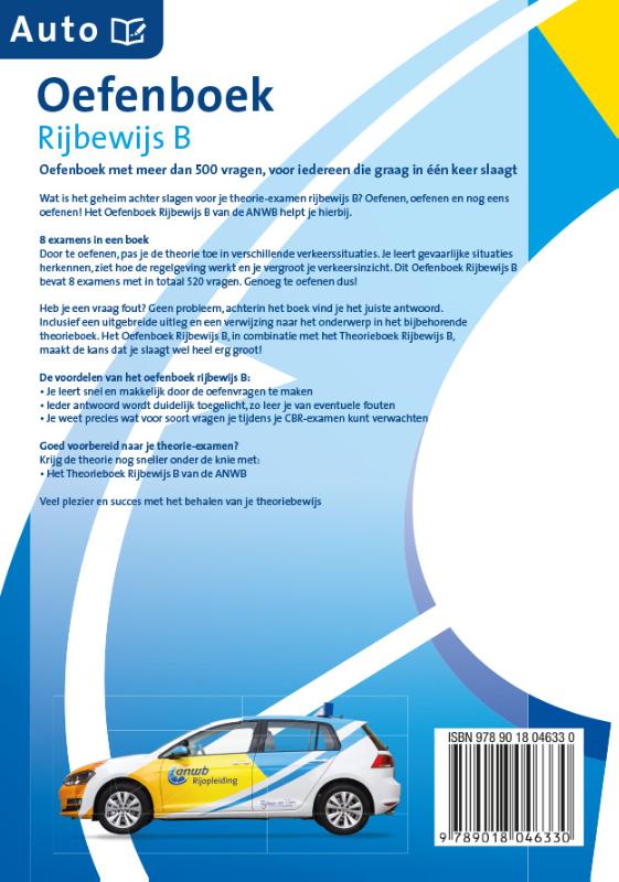 ANWB rijopleiding  -   Oefenboek Rijbewijs-B Auto achterkant