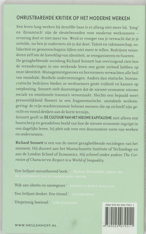 Cultuur Van Het Nieuwe Kapitalisme achterkant