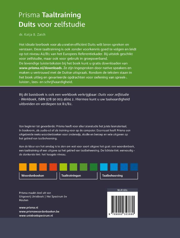 Duits voor zelfstudie / Prisma Taaltraining achterkant