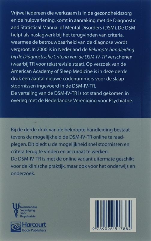 Beknopte Handl Diagnostische Criteria Dsm-Iv-Tr achterkant