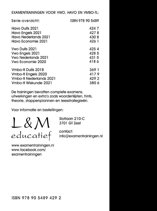 Examentraining Vmbo-tl 2021 achterkant