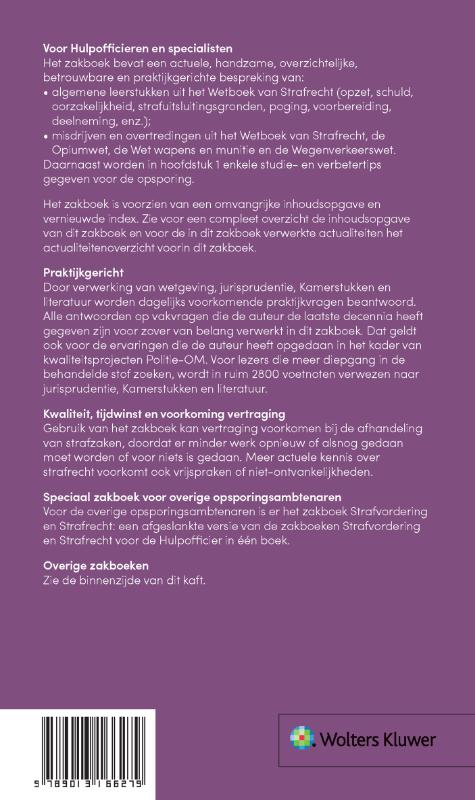 Zakboek Strafrecht voor de Hulpofficier 2022 achterkant