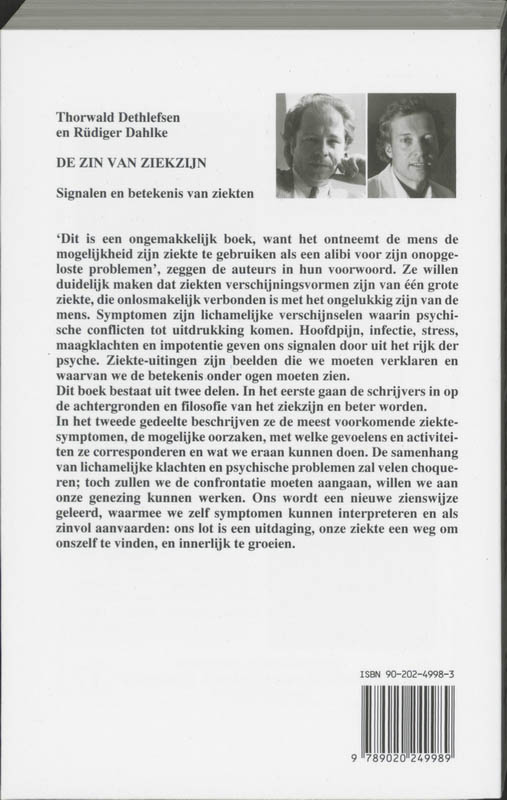 De zin van ziek zijn achterkant