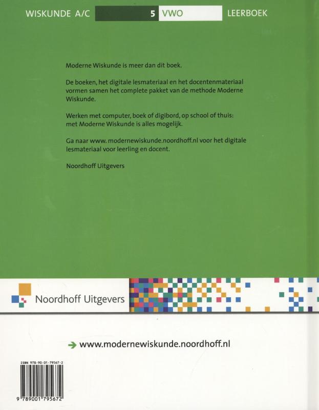 Leerboek 5 Vwo A/C Moderne Wiskunde achterkant