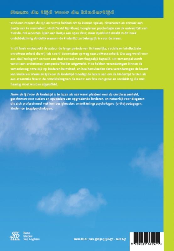 Neem de tijd voor de kindertijd achterkant