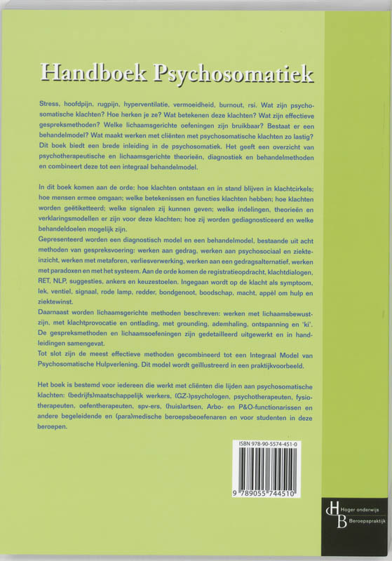 Handboek Psychosomatiek achterkant
