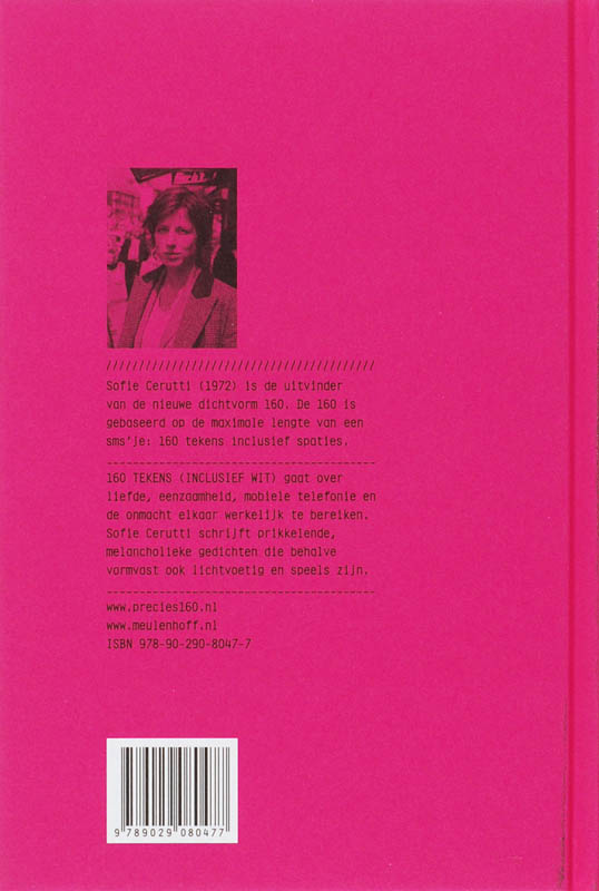 160 tekens (inclusief wit) achterkant