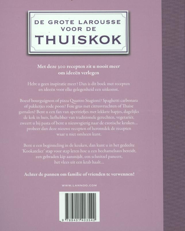 De grote Larousse voor de thuiskok achterkant