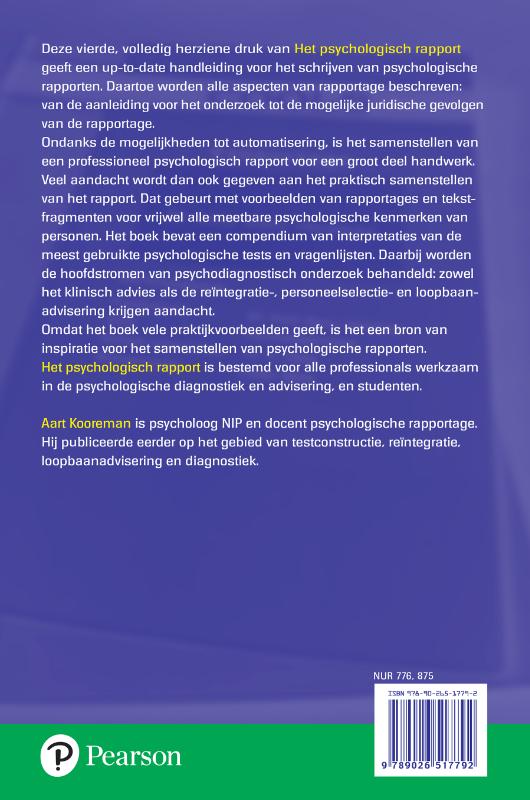 Het psychologisch rapport / Psychologie & praktijk achterkant
