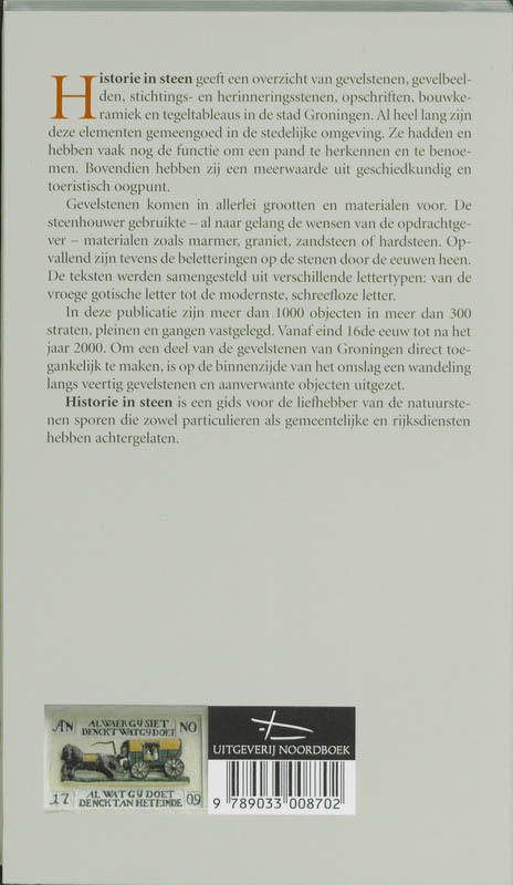 Historie in steen achterkant