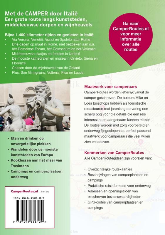 Met de camper door Italië / CamperRoutes in Europa achterkant