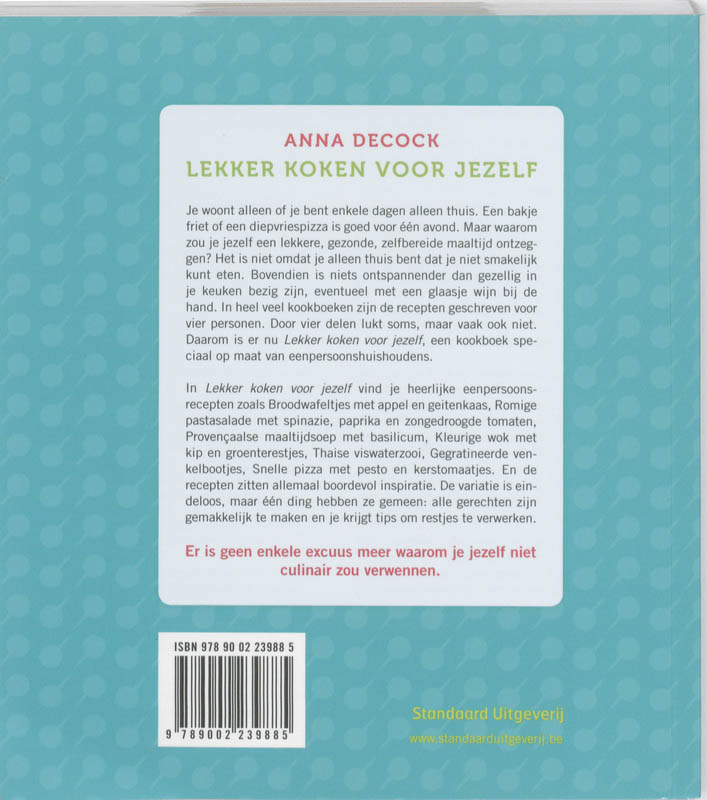 Lekker koken voor jezelf achterkant