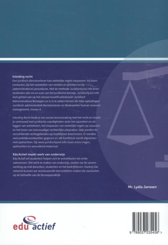 Inleiding recht / theorie- en werkboek / MBO Recht achterkant