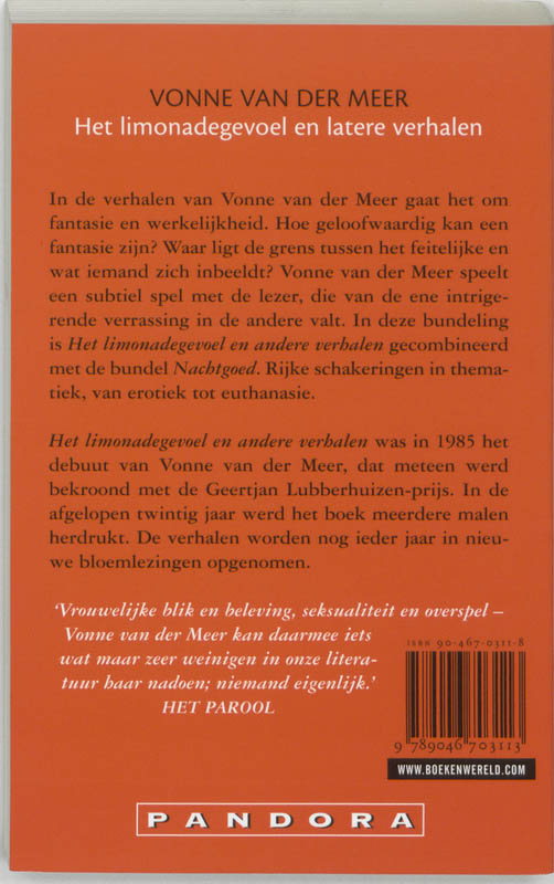 Het limonadegevoel en latere verhalen / Pandora pockets achterkant