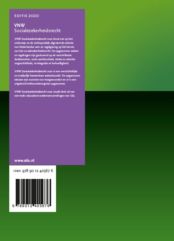 VNW Socialezekerheidsrecht / 2020 / Educatieve wettenverzameling achterkant