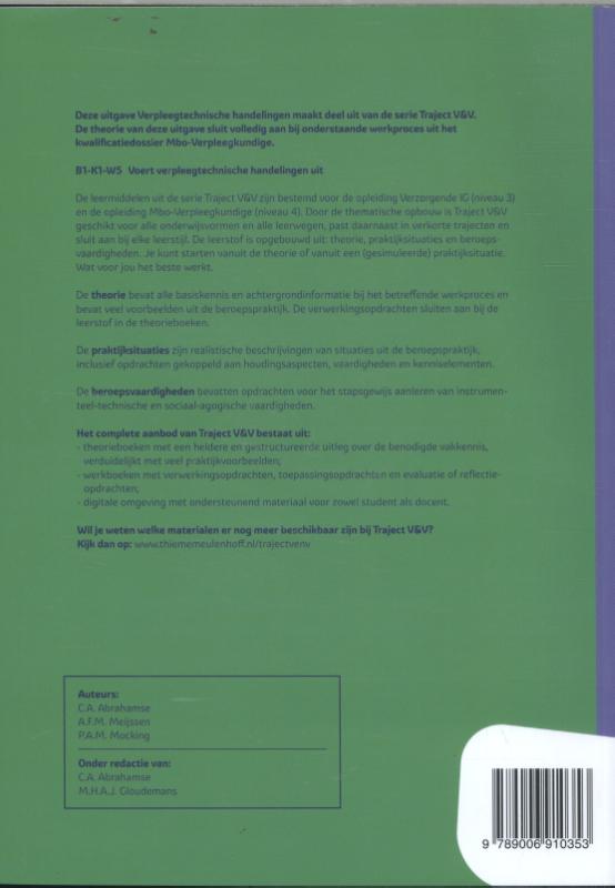 Verpleegtechnische handelingen / niveau 4 / Theorieboek / Traject V&V achterkant