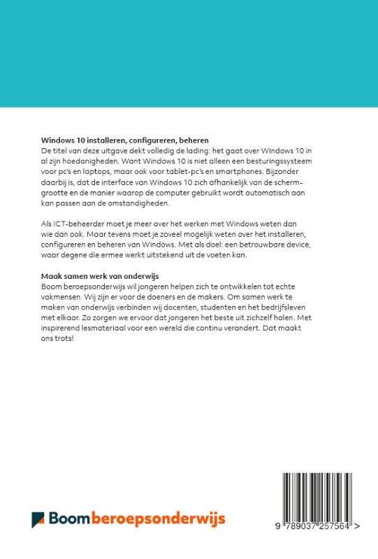 Windows 10 installeren, configureren, beheren achterkant