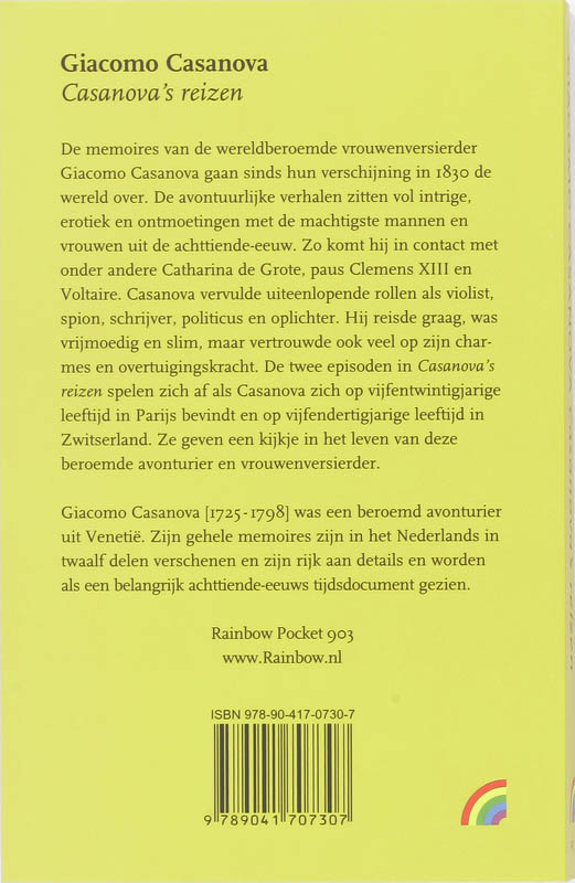 Casanova's Reizen achterkant