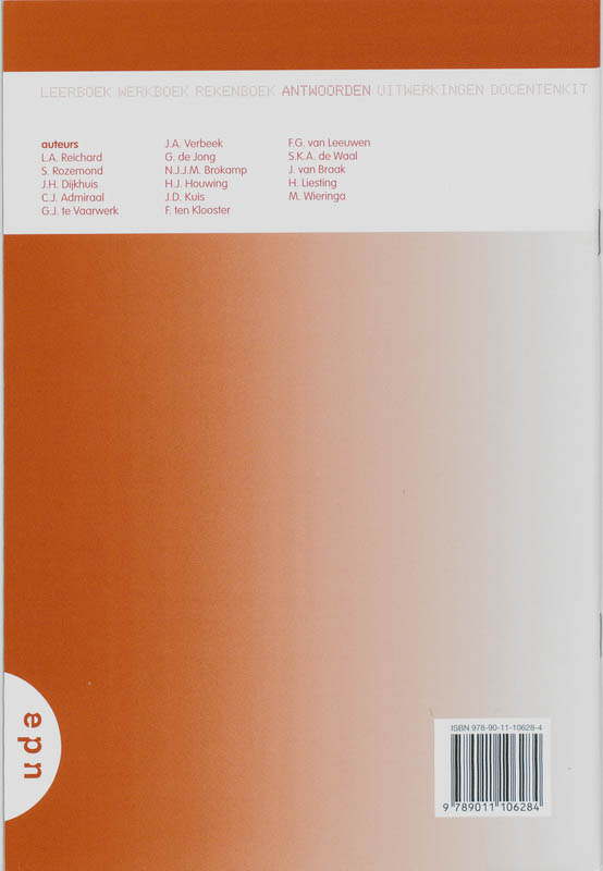 Getal en ruimte / 2 wi 3 vwo / deel Antwoorden achterkant