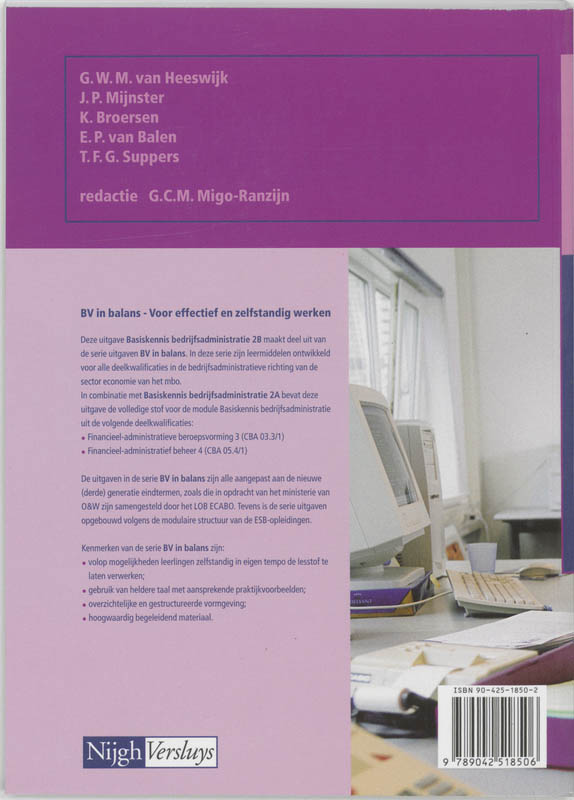 BV in balans Basiskennis bedrijfsadministratie 2B Leerlingenboek achterkant
