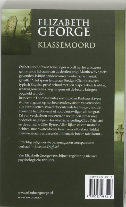 Klassemoord / Inspecteur Lynley-mysterie / 3 achterkant