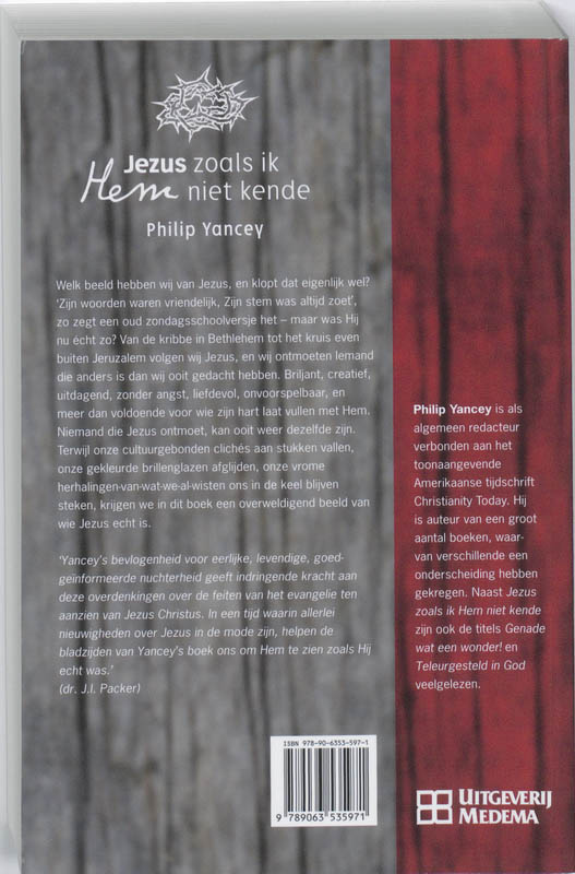 Jezus Zoals Ik Hem Niet Kende achterkant