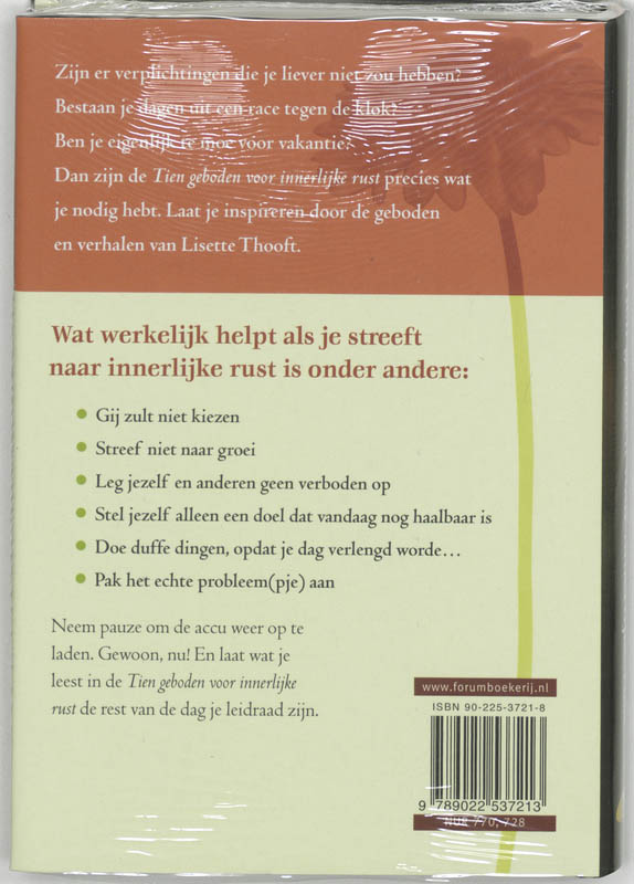 Tien Geboden Voor Innerlijke Rust achterkant