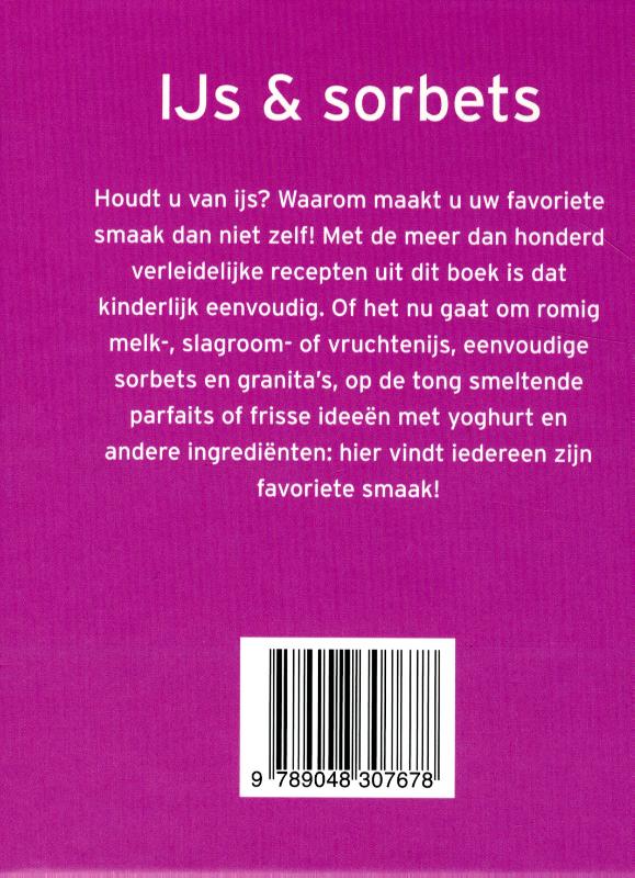 IJs en sorbets / Mini kookboekjes achterkant