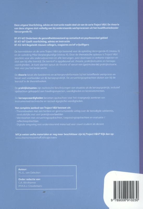 Voorlichting, advies en instructie / Basisboek niveau 3 / Traject V&V / 16 achterkant