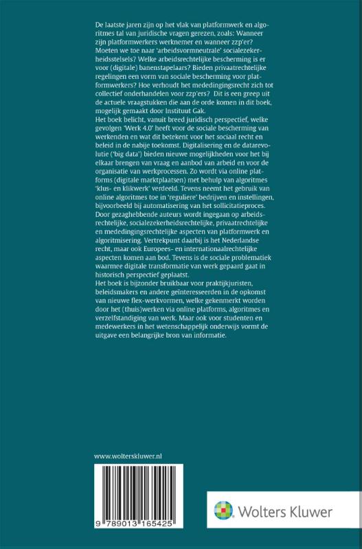 Monografieen sociaal recht 78 -   Platformisering, algoritmisering en sociale bescherming achterkant