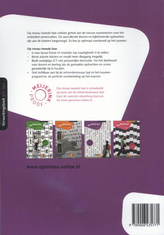 Op niveau 5/6 vwo Verwerkingsboek achterkant