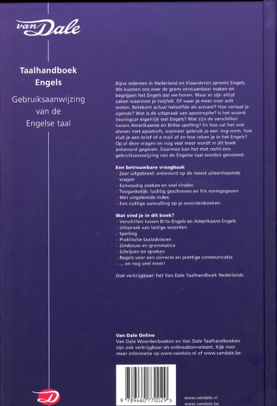 Van Dale taalhandboek Engels / Van Dale taalhandboek achterkant
